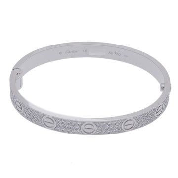 カルティエ ラブブレスレット #16 フルパヴェ シルバー K18ホワイトゴールド WG レディース ジュエリー 【中古】【jewelry】