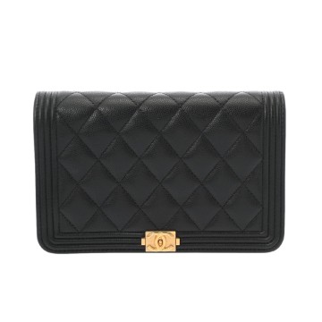 シャネル ボーイシャネル チェーンウォレット ブラック AP1117 キャビアスキン レディース バッグ 【中古】【bag】