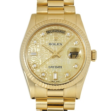 ロレックス デイデイト 118238NCA イエローシェルコンピューター/ダイヤモンド メンズ 時計 【中古】【wristwatch】