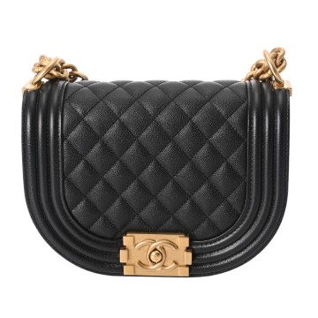 シャネル ボーイシャネル チェーンショルダー ブラック キャビアスキン レディース バッグ 【中古】【bag】