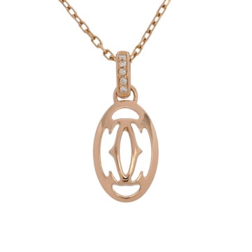 カルティエ ロゴドゥーブルCネックレス 5PD ピンク K18ピンクゴールド PG レディース ジュエリー 【中古】【jewelry】