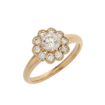ニナリッチ フラワー リング D0.56/0.50 ゴールド K18イエローゴールド YG レディース ジュエリー 【中古】【jewelry】