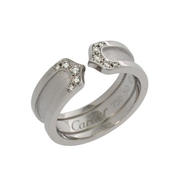 カルティエ C2リング ダイヤ #50 シルバー K18ホワイトゴールド WG レディース ジュエリー 【中古】【jewelry】