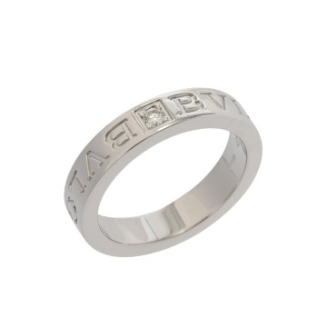 ブルガリ ダブルロゴリング 1PD シルバー K18ホワイトゴールド WG レディース ジュエリー 【中古】【jewelry】