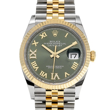ロレックス デイトジャスト 36 126233 オリーブグリーン/ダイヤモンド メンズ 時計 【新品】【wristwatch】
