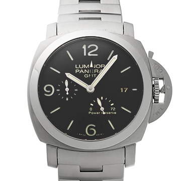 パネライ ルミノール 1950 3デイズ GMT パワーリザーブ PAM00347 ブラック メンズ 時計 【中古】【wristwatch】