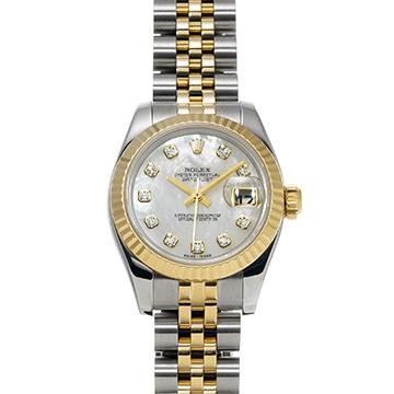 ロレックス デイトジャスト 179173NG ホワイトシェル/ダイヤモンド レディース 時計 【中古】【wristwatch】