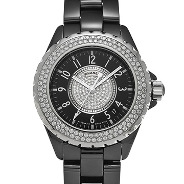 シャネル J12 38MM H1709 ブラック/ダイヤモンド メンズ 時計 【中古】【wristwatch】