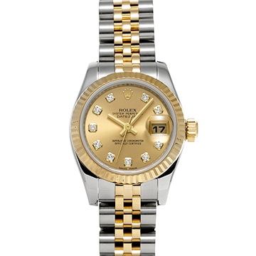 ロレックス デイトジャスト 179173G シャンパン/ダイヤモンド レディース 時計 【中古】【wristwatch】