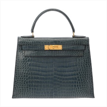 エルメス ケリー 28 外縫い ブルージーン ポロサスリセ レディース バッグ 【中古】【bag】