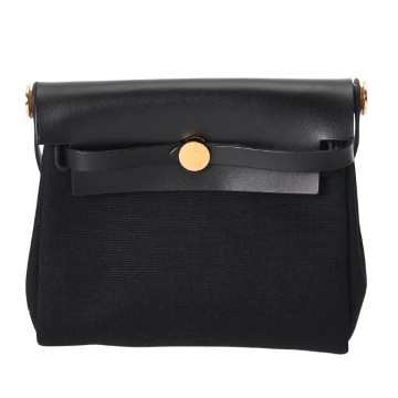 エルメス エールバッグ ジップ 20 ブラック トワルミリタリー ユニセックス バッグ 【新品】【bag】