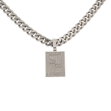 フェンディ ロゴネックレス シルバー レザー レディース ジュエリー 【中古】【jewelry】