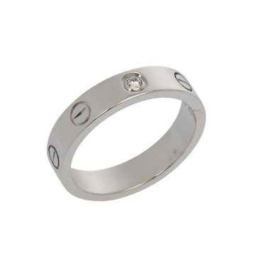 カルティエ ミニラブリング 1PD #50 シルバー B4050550 K18ホワイトゴールド WG レディース ジュエリー 【中古】【jewelry】