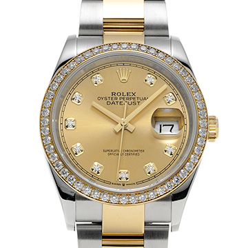 ロレックス デイトジャスト 36 126283RBR シャンパン/ダイヤモンド メンズ 時計 【中古】【wristwatch】