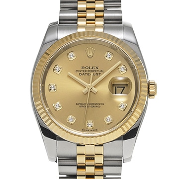 ロレックス デイトジャスト 116233G シャンパン/ダイヤモンド メンズ 時計 【中古】【wristwatch】