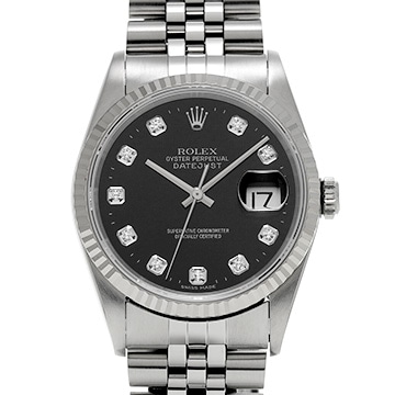 ロレックス デイトジャスト 16234G ブラック/ダイヤモンド メンズ 時計 【中古】【wristwatch】
