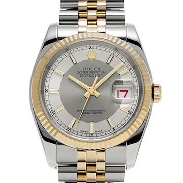 ロレックス デイトジャスト 116233 グレー/シルバー メンズ 時計 【中古】【wristwatch】