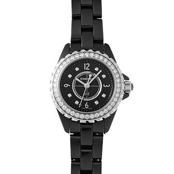 シャネル J12 29MM H2571 ブラックラッカー/ダイヤモンド レディース 時計 【中古】【wristwatch】
