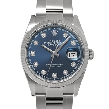 ロレックス デイトジャスト 36 126234G ブライトブルー/ダイヤモンド メンズ 時計 【中古】【wristwatch】