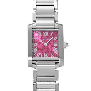 カルティエ タンク フランセーズ SM W51030Q3 ラズベリー レディース 時計 【中古】【wristwatch】