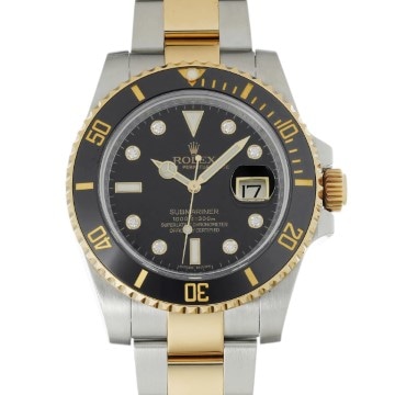 ロレックス サブマリーナ デイト 116613GLN ブラック/ダイヤモンド メンズ 時計 【中古】【wristwatch】