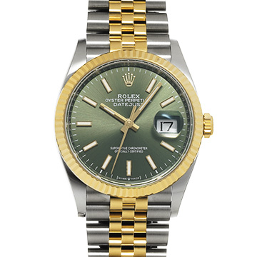 ロレックス デイトジャスト 36 126233 オリーブグリーン メンズ 時計 【新品】【wristwatch】
