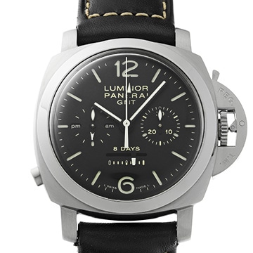 パネライ ルミノール 1950 8デイズ クロノ モノプルサンテ GMT PAM00275 ブラック メンズ 時計 【中古】【wristwatch】