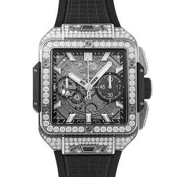 ウブロ スクエアバン ウニコ チタニウム パヴェ 821.NX.0170.RX.1604 スケルトン メンズ 時計 【中古】【wristwatch】