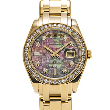 ロレックス デイデイト パールマスター 18948NCA ブラックシェルホリコン/ダイヤモンド メンズ 時計 【中古】【wristwatch】