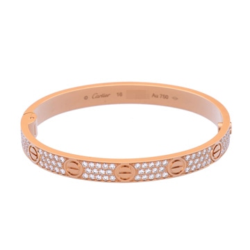 カルティエ ラブブレスレット #16 フルパヴェ ゴールド K18ピンクゴールド PG レディース ジュエリー 【中古】【jewelry】
