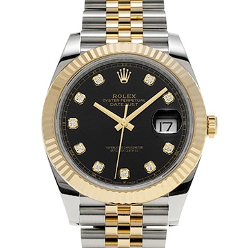 ロレックス デイトジャスト 41 126333G ブラック/ダイヤモンド メンズ 時計 【中古】【wristwatch】