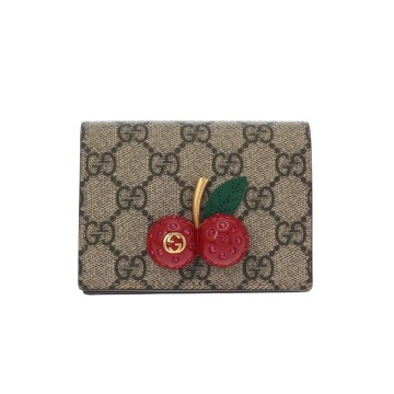 グッチ コンパクトウォレット ベージュ/レッド 476050 GGスプリームキャンバス ユニセックス 財布 【中古】【purse】