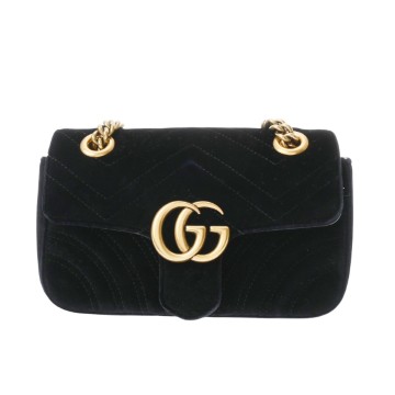 グッチ スモール ショルダーバッグ ブラック 446744 ベロア レディース バッグ 【中古】【bag】