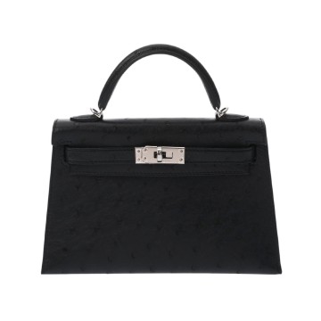 エルメス ミニケリー 2 ブラック オーストリッチ レディース バッグ 【未使用】【bag】