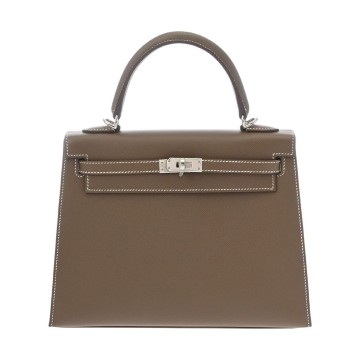 エルメス ケリー 25 外縫い エトゥープ ヴォー・マダム レディース バッグ 【新品】【bag】