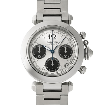 カルティエ パシャC クロノグラフ W31048M7 シルバー/ブラック メンズ 時計 【中古】【wristwatch】