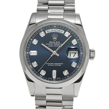 ロレックス デイデイト 118206A ブルー/ダイヤモンド メンズ 時計 【中古】【wristwatch】