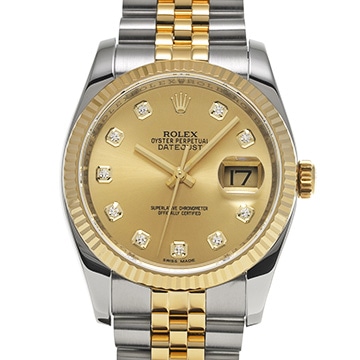 ロレックス デイトジャスト 116233G シャンパン/ダイヤモンド メンズ 時計 【中古】【wristwatch】