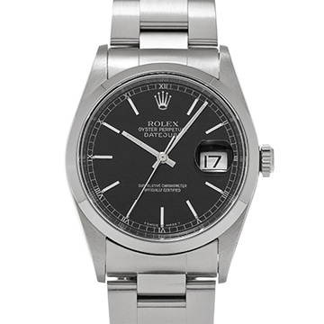 ロレックス デイトジャスト 16200 ブラック メンズ 時計 【中古】【wristwatch】