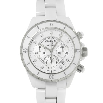 シャネル J12 クロノグラフ 41MM H2009 ホワイトラッカー/シルバー/ダイヤモンド メンズ 時計 【中古】【wristwatch】