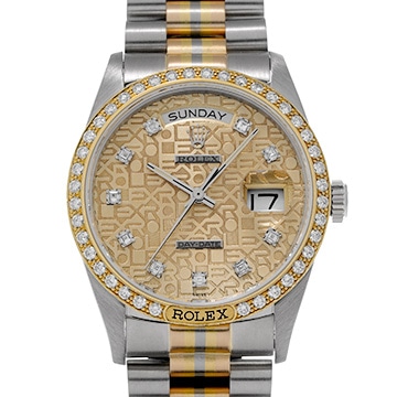 ロレックス デイデイト トリドール 18129A シャンパンコンピュータ/ダイヤモンド メンズ 時計 【中古】【wristwatch】