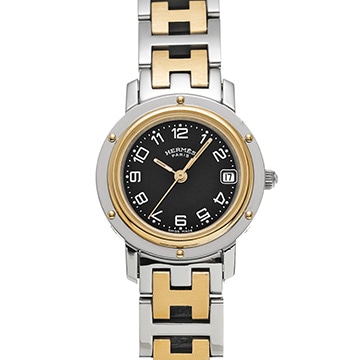 エルメス クリッパー CL4.220 ブラック レディース 時計 【中古】【wristwatch】