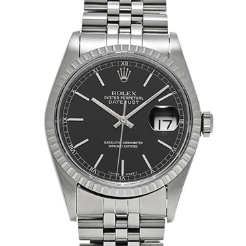 ロレックス デイトジャスト 16220 ブラック メンズ 時計 【中古】【wristwatch】