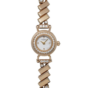 エルメス フォーブル ポルカ ミニ FG7.171 ホワイトシェル/ダイヤモンド レディース 時計 【中古】【wristwatch】
