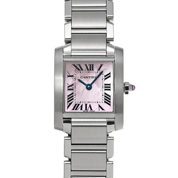 カルティエ タンクフランセーズ SM W51028Q3 ピンクシェル レディース 時計 【中古】【wristwatch】