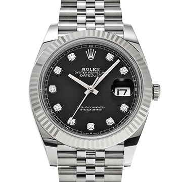 ロレックス デイトジャスト 41 126334G ブライトブラック/ダイヤモンド メンズ 時計 【中古】【wristwatch】