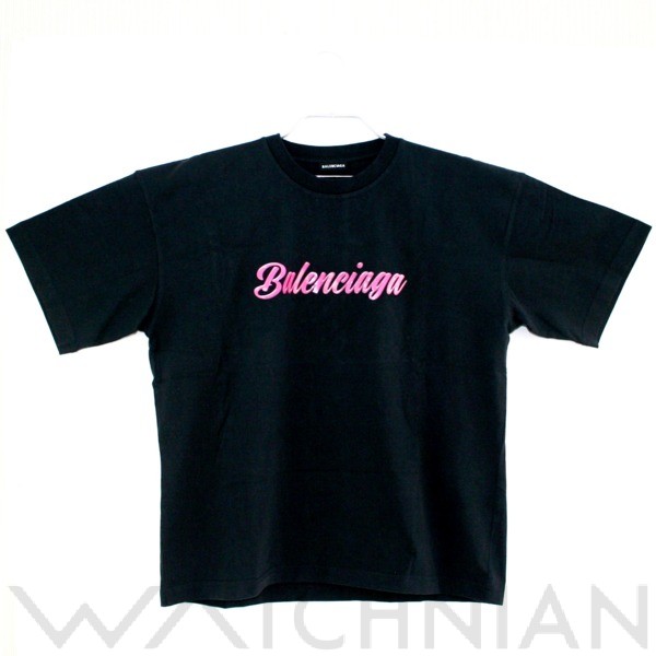 クルーネック Tシャツ　コットン　ブラック　583212　表記サイズ:S　　黒　半袖 ブラック/ピンク コットン BALENCIAGA バレンシアガ  レディース 【未使用品】