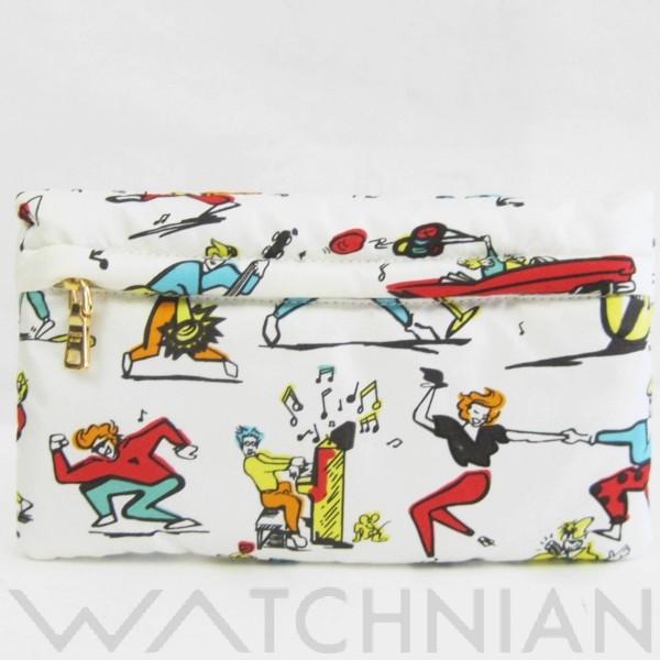 ポーチ 白/マルチカラー/ゴールド金具 ナイロン PRADA プラダ レディース 【中古】